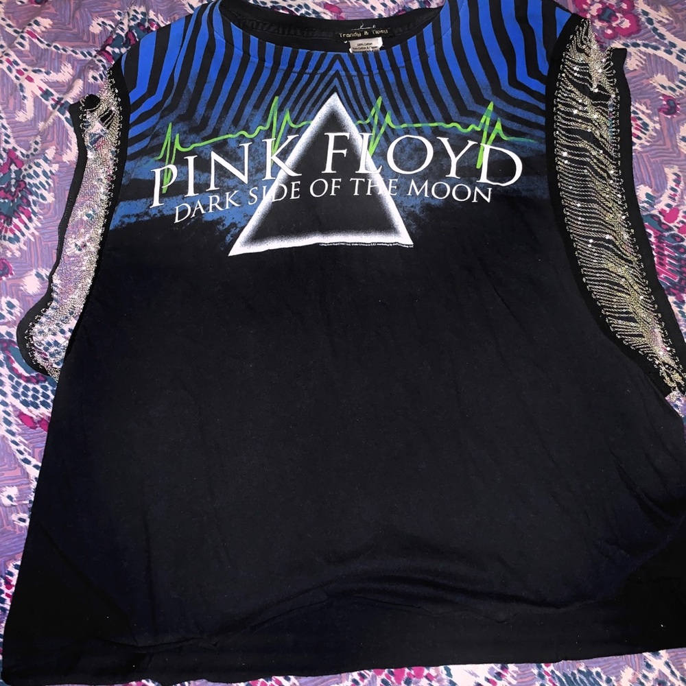 Trendy Tipsy Vintage Pink Floyd Chain Fringe Tank